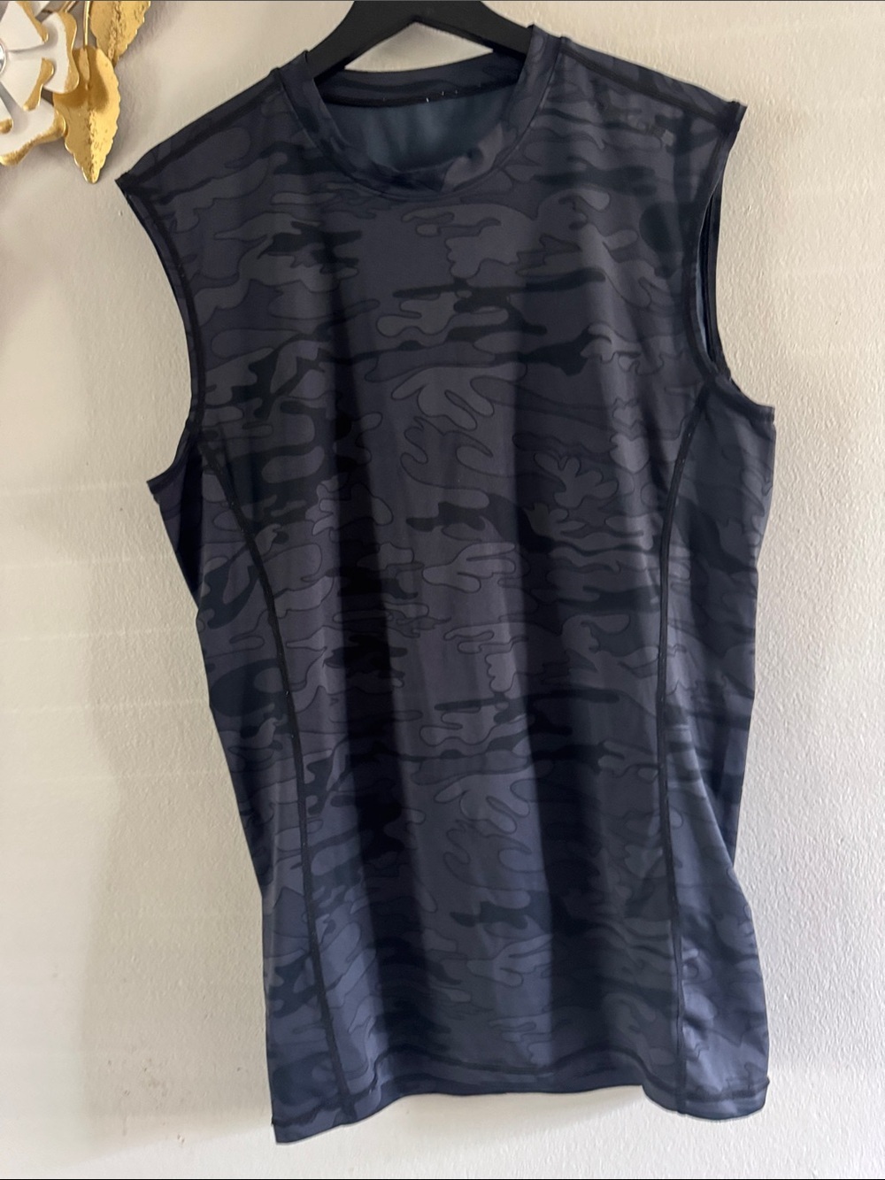 Men's Sleeveless Camo Performance Tank Top - Black/Gray